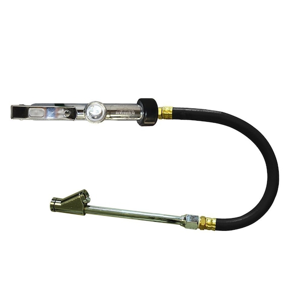 Interstate Pneumatics Inflator 10-120 PSI w/ 12" Black Steel Braided Hose Whipend & 11" Straight-in Dual Foot Tilt-Lock TF9108LW - main